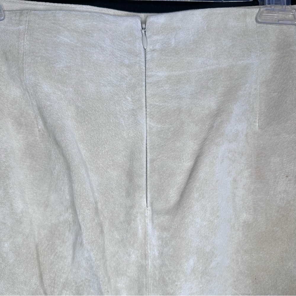 Ann Taylor Suede Leather A-Line Flare Skirt Tan Khaki Western Office Size 10 - Picture 5 of 10